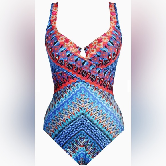 MIRACLESUIT Casablanca Criss-Cross Escape One-
Piece Swimsuit Colorful SZ 10 NWT - Picture 4 of 8